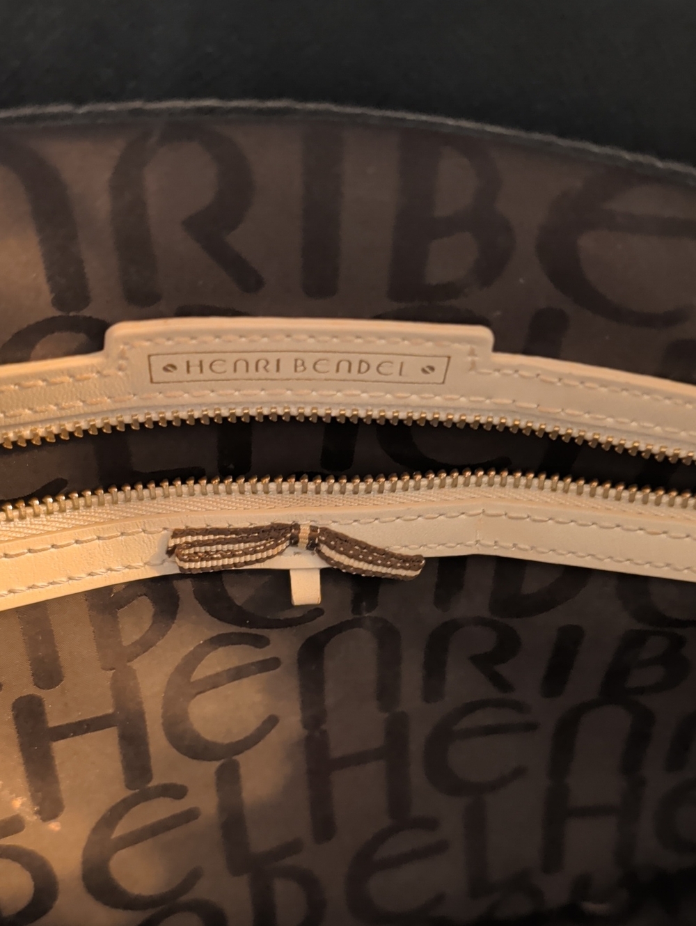 Henri Bendel Black, Orange & Cream Geometric Dome Satchel with Wallet - Picture 11 of 12